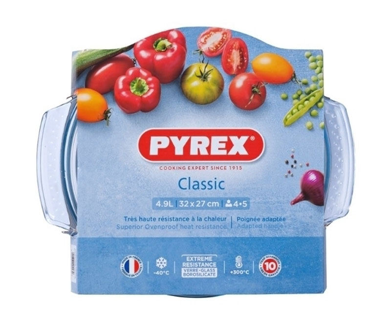 PYREX 118A000 CLASSIC ΓΥΑΛΙΝΗ ΣΤΡΟΓΓΥΛΗ ΚΑΤΣΑΡΟΛΑ ΜΕ ΚΑΠΑΚΙ 3,5L + 1,4L