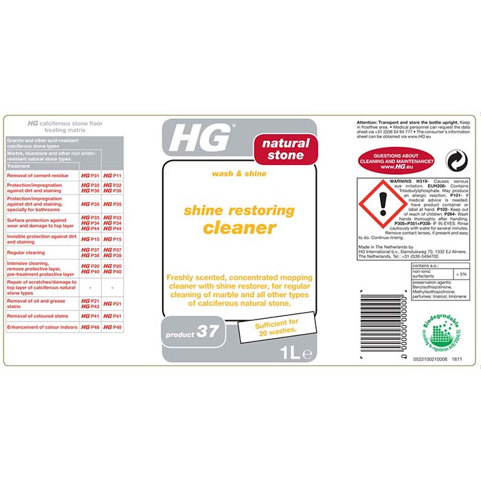 HG SHINE RESTORING CLEANER - NATURAL STONE 1L