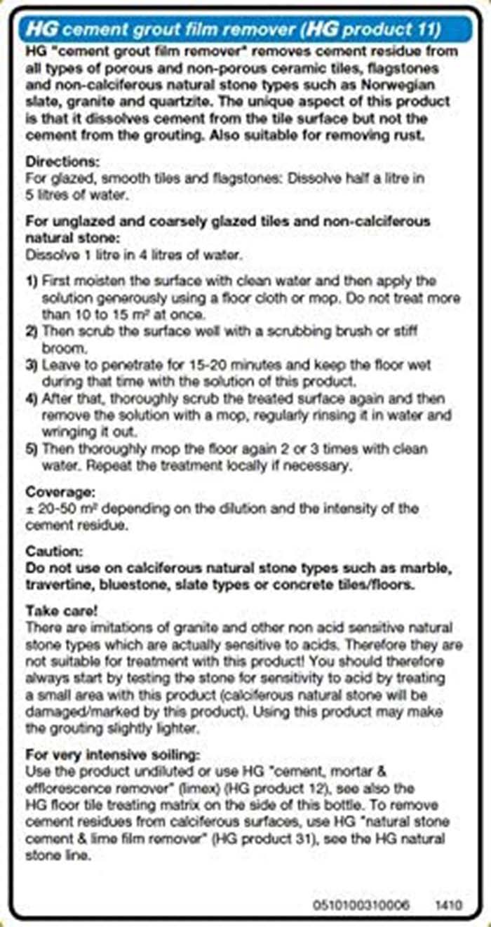 HG CEMENT GROUT FILM REMOVER - TILES  1L