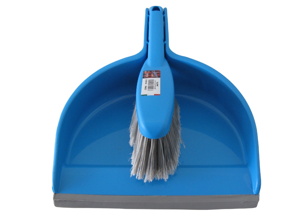 DUSTPAN WITH RUBBER AND BROOM BRUSH