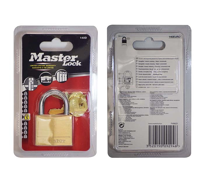 MASTERLOCK BRASS PADLOCK 40MM