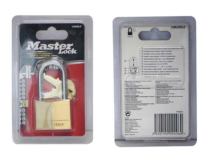 MASTERLOCK BRASS PADLOCK 40MM M/SHAKLE