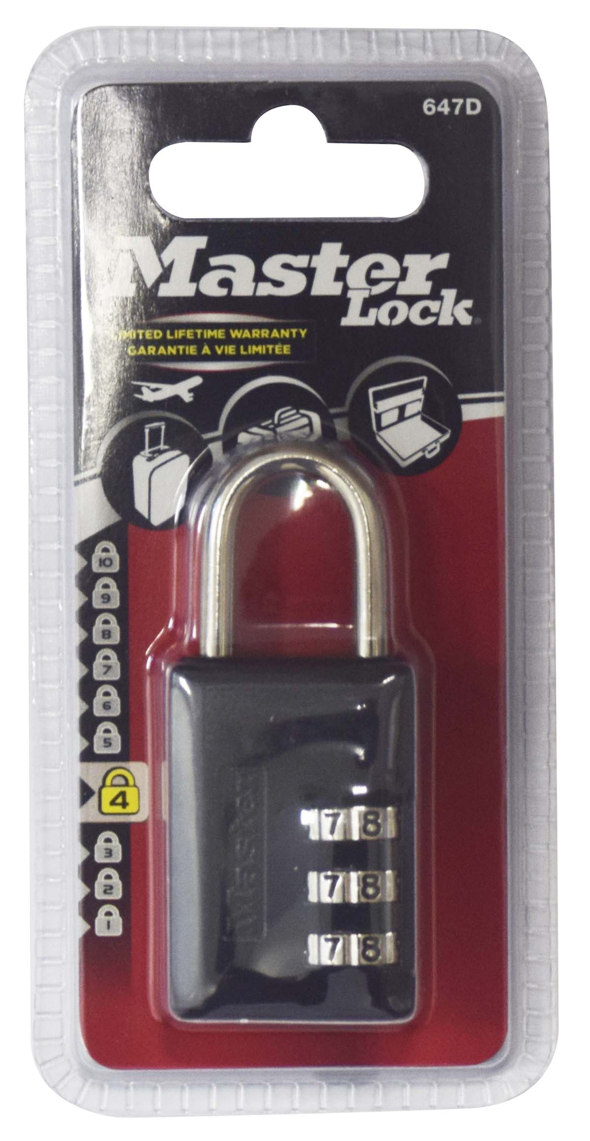 MASTERLOCK COMBINAT PADLOCK 30MM X 23MM VINYL