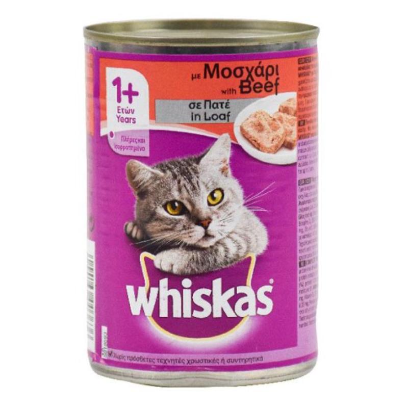 WHISKAS CAN WET CAT FOOD BEEF 400GR