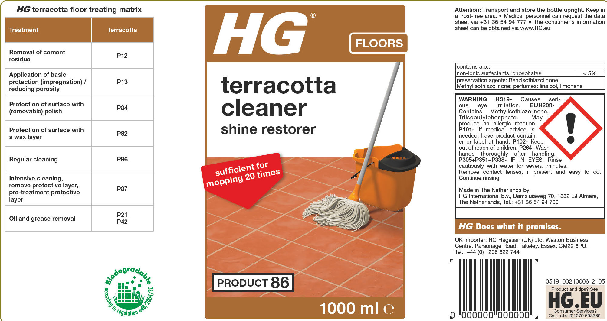 HG TERRACOTTA CLEAN & SHINE 1L