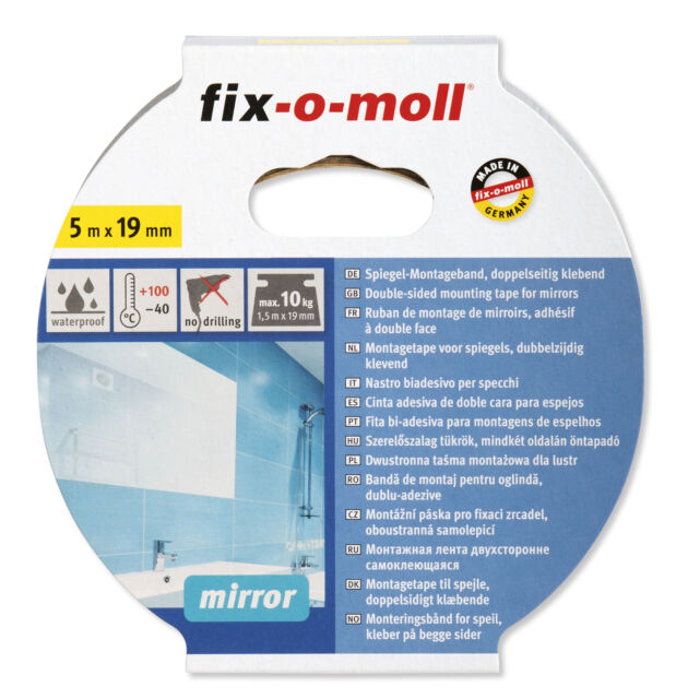 FIX-O-MOLL MIRROR MOUNTING TAPE DOUBLE SIDED SELF-ADHESIVE 5MX19MM