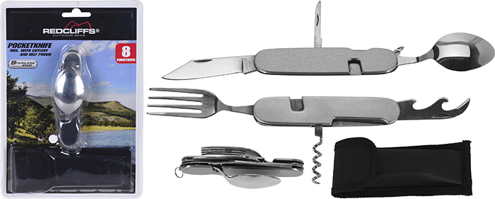 POCKET KNIFE W/CUTLERY 8 FUNCT