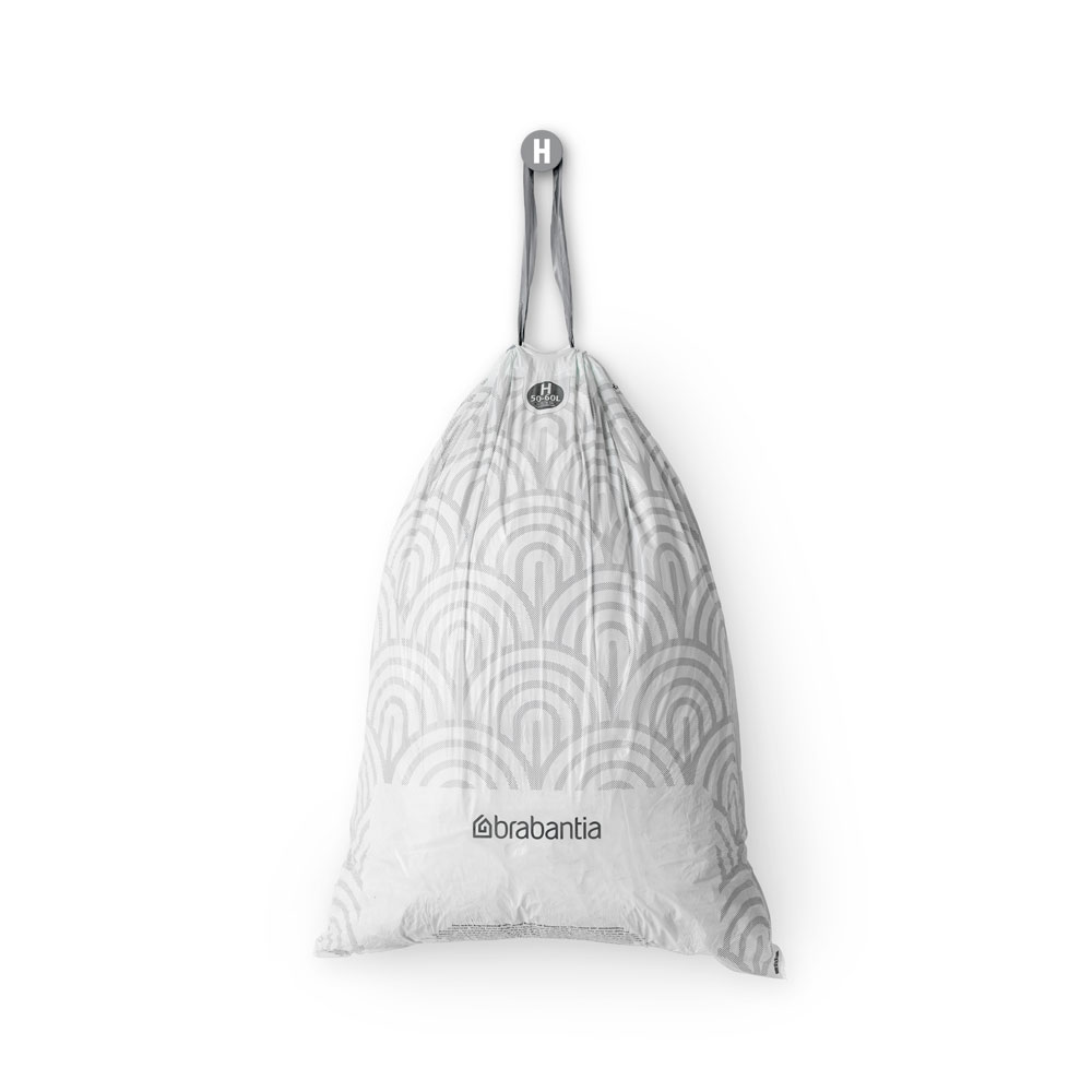 BRABANTIA PERFECTFIT BAGS, CODE H, 50-60 LITRE, 10 BAGS PER ROLL - WHITE