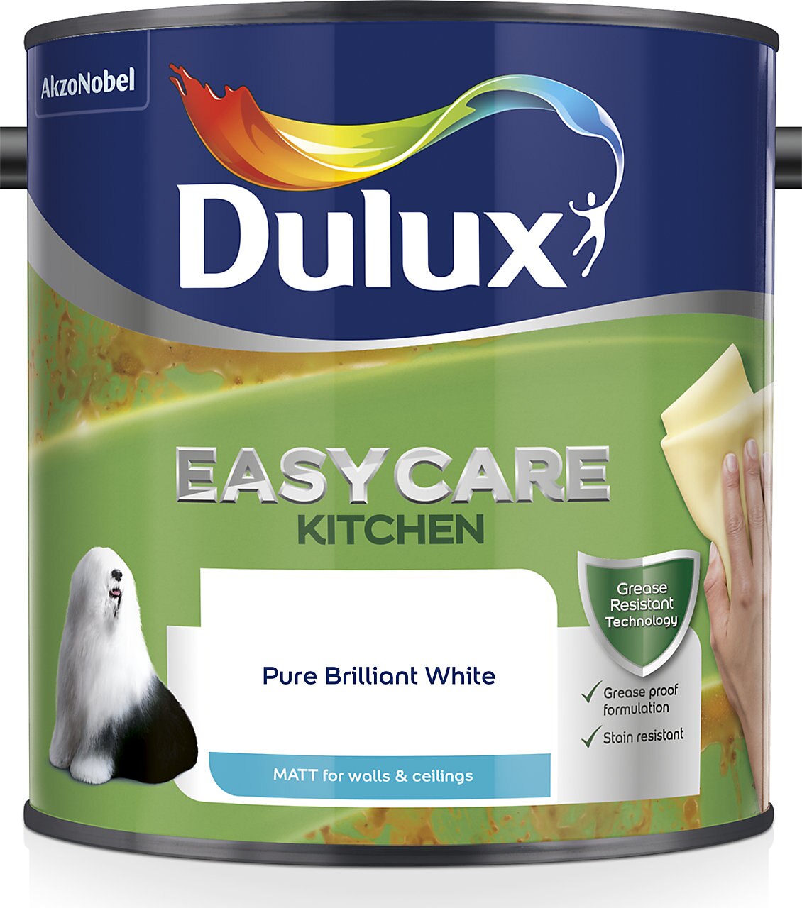 DULUX EASYCARE KITCHEN PURE BRILLIANT WHITE MATT EMULSION PAINT 2.5L