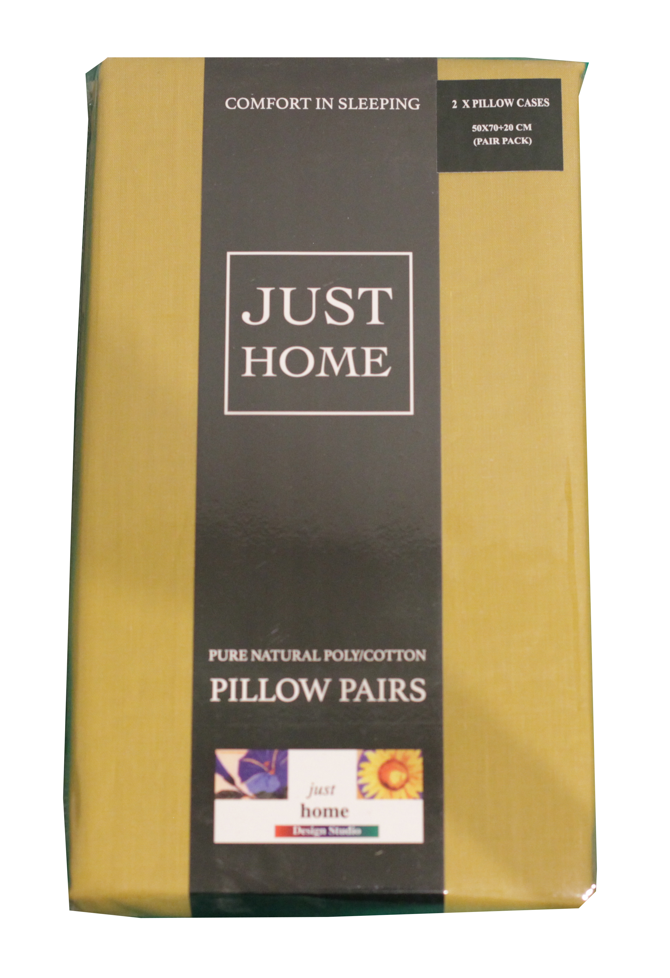 PILLOW CASES PURE NATURAL POLY/COTTON 50X70CM 2PCS 3 ASSORTED COLORS