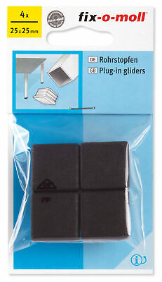 FIX PLUG-IN GLIDER BLACK 4PCS 25MM