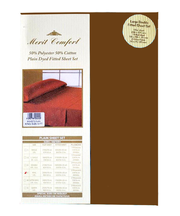 MERIT COMFORT SUMMER BED SHEET SET WITH PILLOW CASE 3F PLAIN