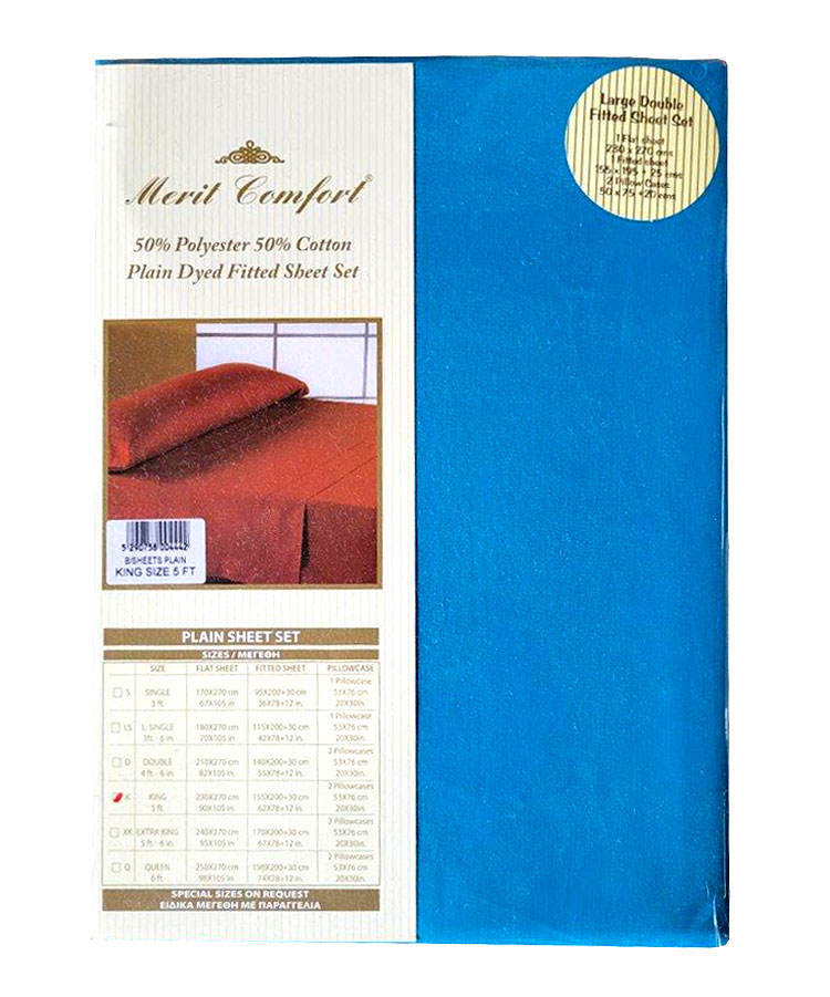 MERIT COMFORT SUMMER BED SHEET SET WITH PILLOW CASES 4F-6IN PLAIN