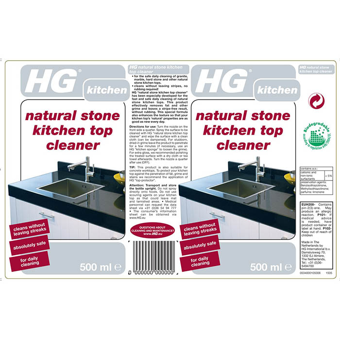 HG NATURAL STONE WORKTOP CLEANER 500ML