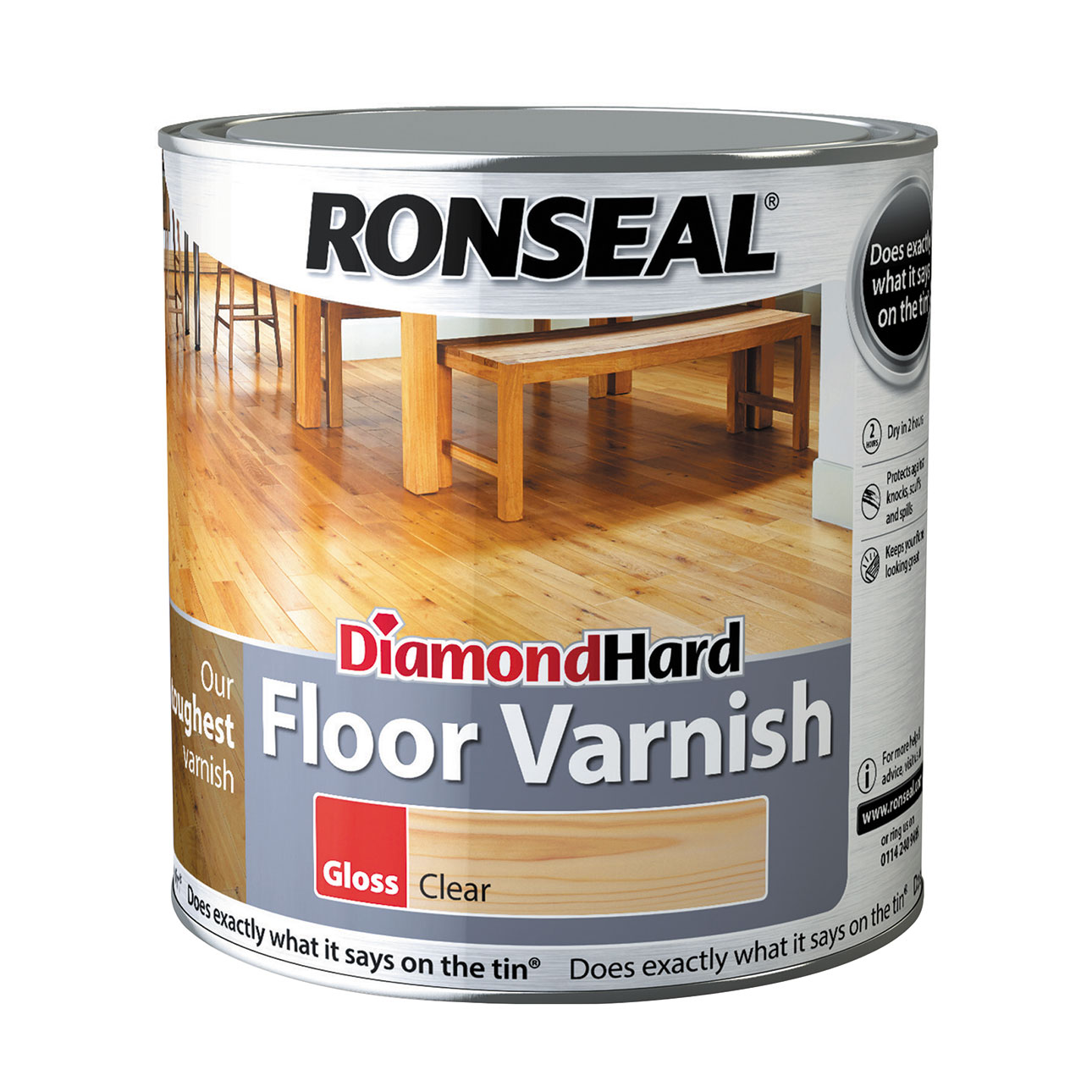 RONSEAL® DIAMOND ΒΕΡΝΙΚΙ ΣΚΛΗΡΟΥ ΔΑΠΕΔΟΥ ΓΥΑΛΙΣΤΕΡΟ ΔΙΑΦΑΝΕΣ 2.5L