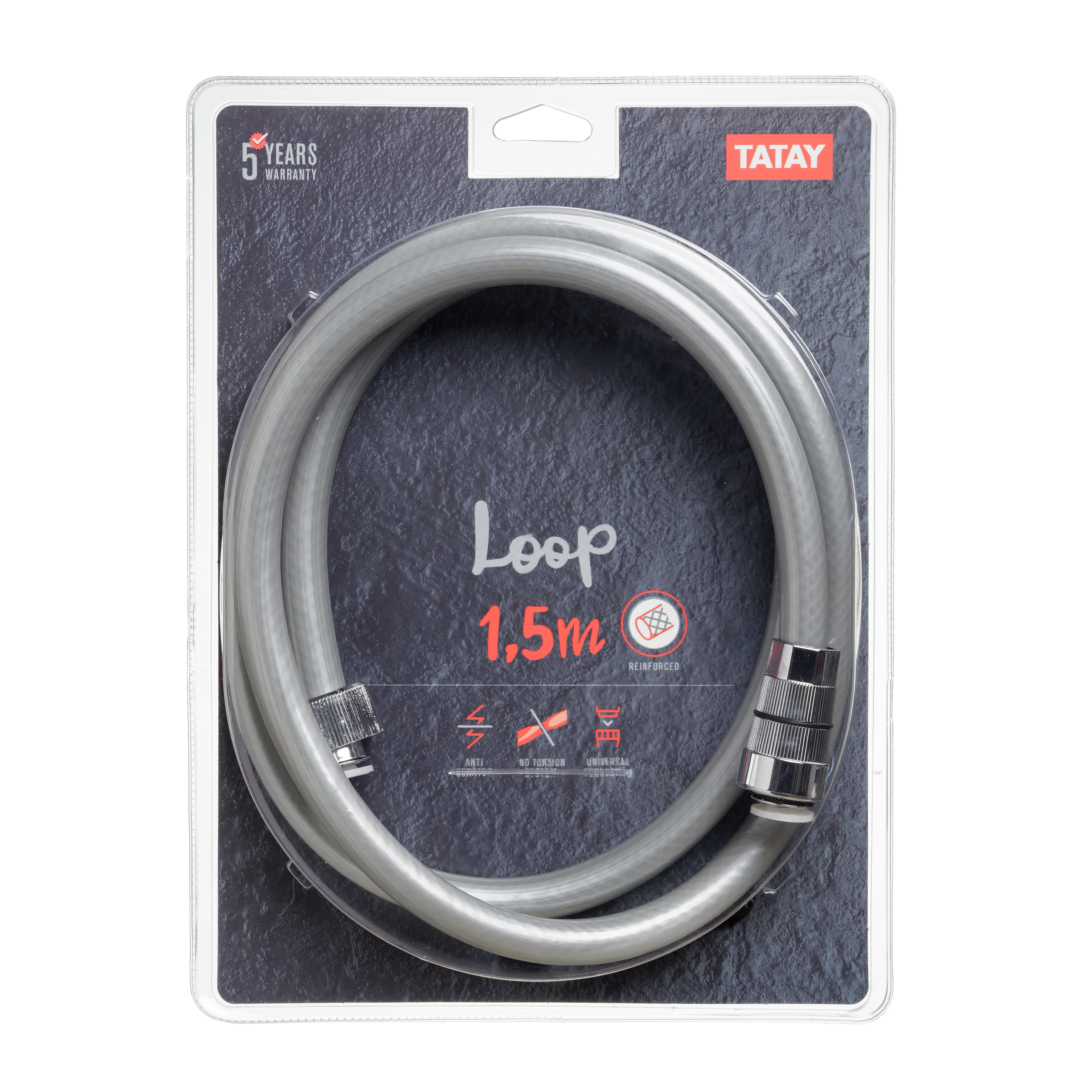 TATAY SHOWER HOSE LOOP GREY 1.5M