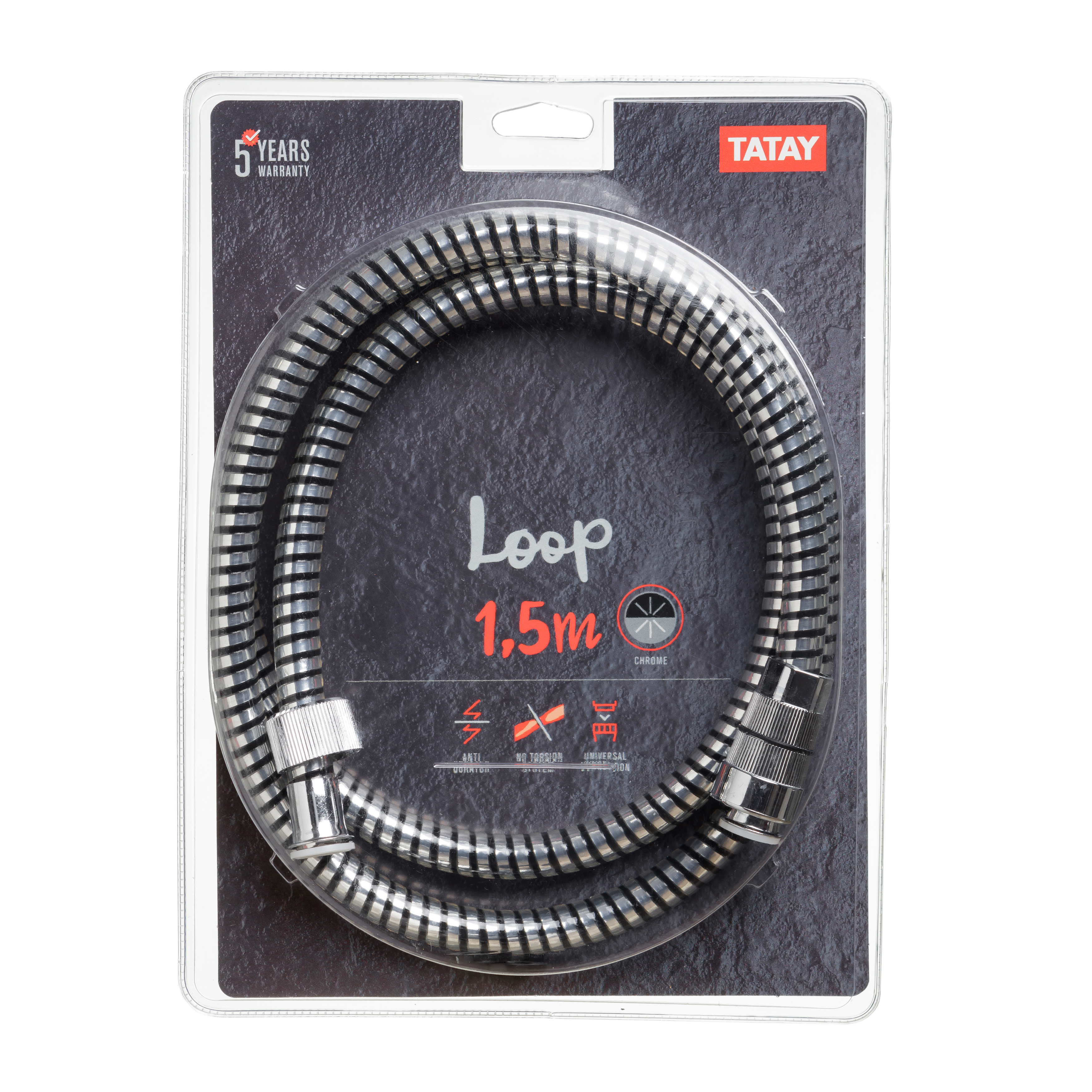 TATAY SHOWER HOSE LOOP CHROME 1.5M