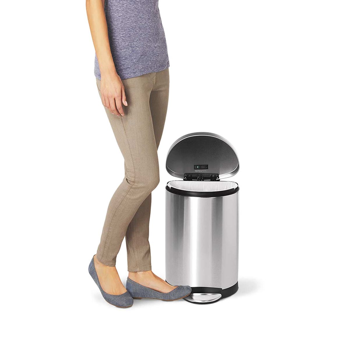 SIMPLEHUMAN SEMI-ROUND PEDAL BIN 10L BRUSHED S/STEEL