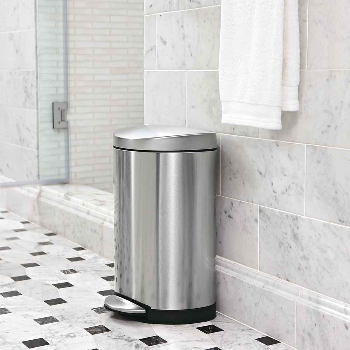 SIMPLEHUMAN SEMI-ROUND PEDAL BIN 10L BRUSHED S/STEEL