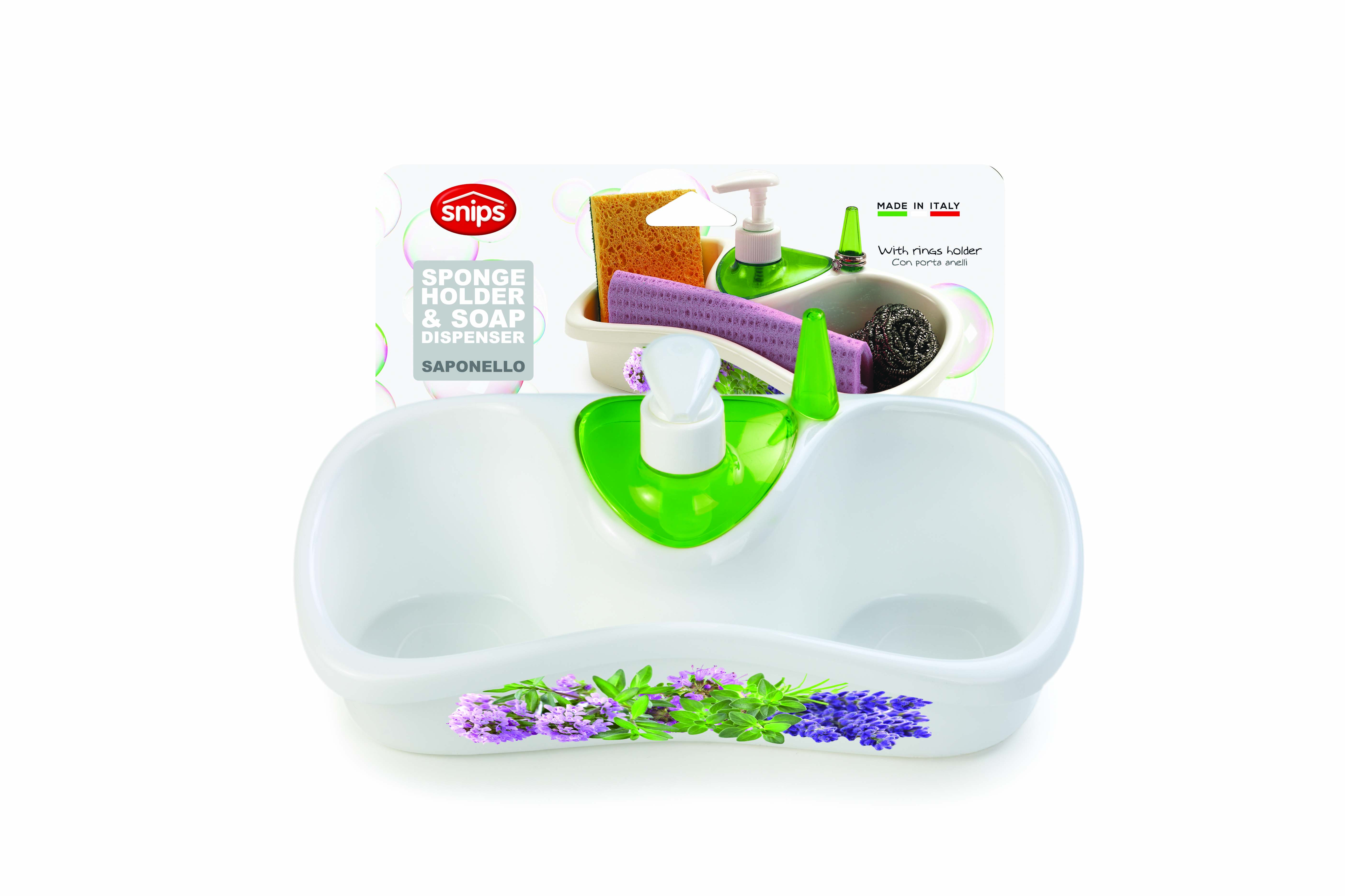 SNIPS SPONGE HOLDER WITH LIQUID SOAP DISPENSER