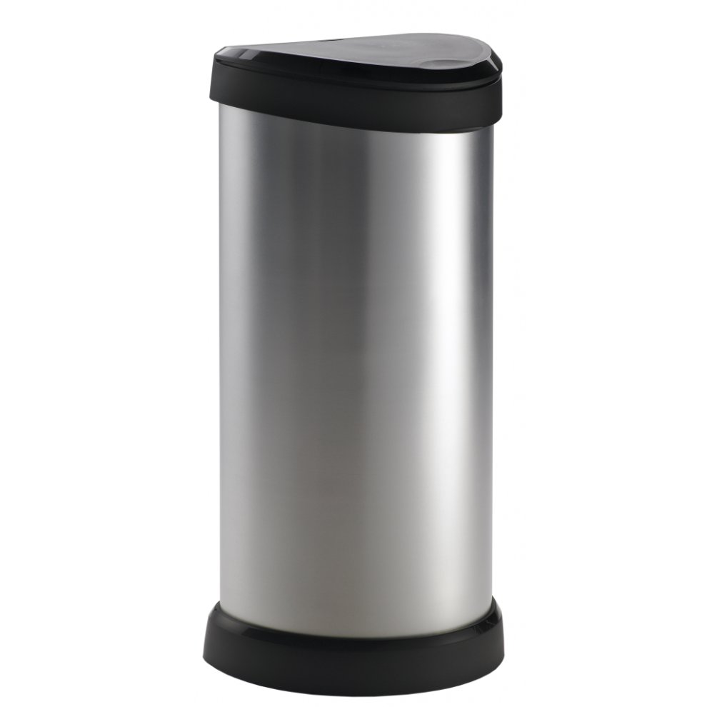 CURVER PUSH BIN 40L BLACK/SILVER