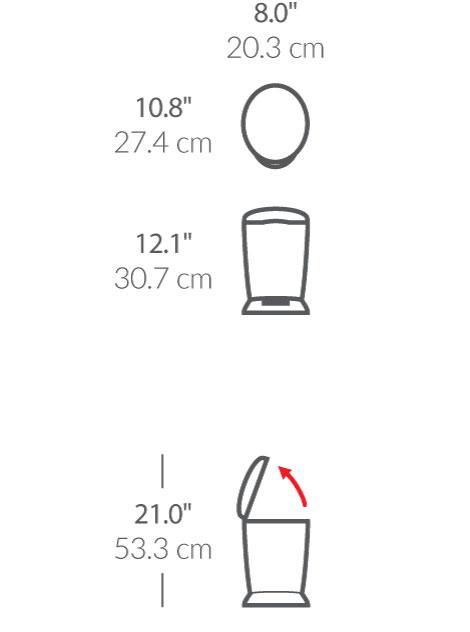 SIMPLEHUMAN ΠΛΑΣΤΙΚΟΣ KAΛΑΘΟΣ ΑΣΠΡΟΣ ΜΕ ΠΑΤΙΔΙ 6L