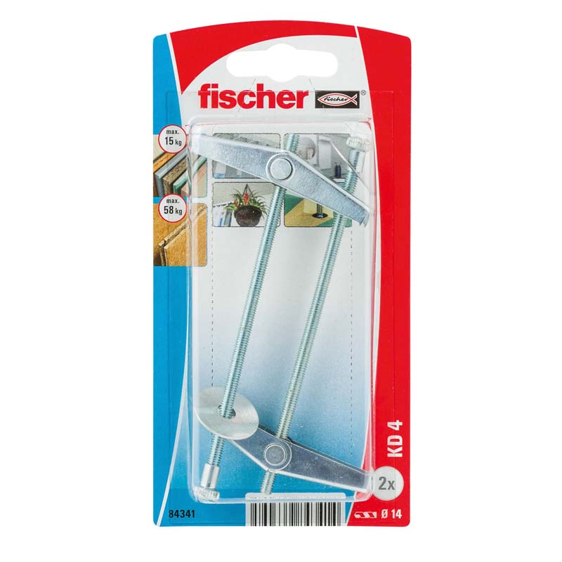 FISCHER SPRING TOGGLE (L)90MM (DIA)14MM, PACK OF 2