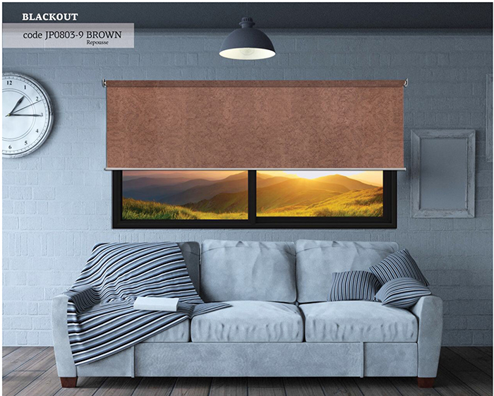 ROLLER BLIND BLACKOUT BROWN REPUSSE 120X270CM