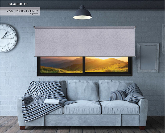 ROLLER BLIND BLACKOUT GRAY REPUSSE 130X160CM