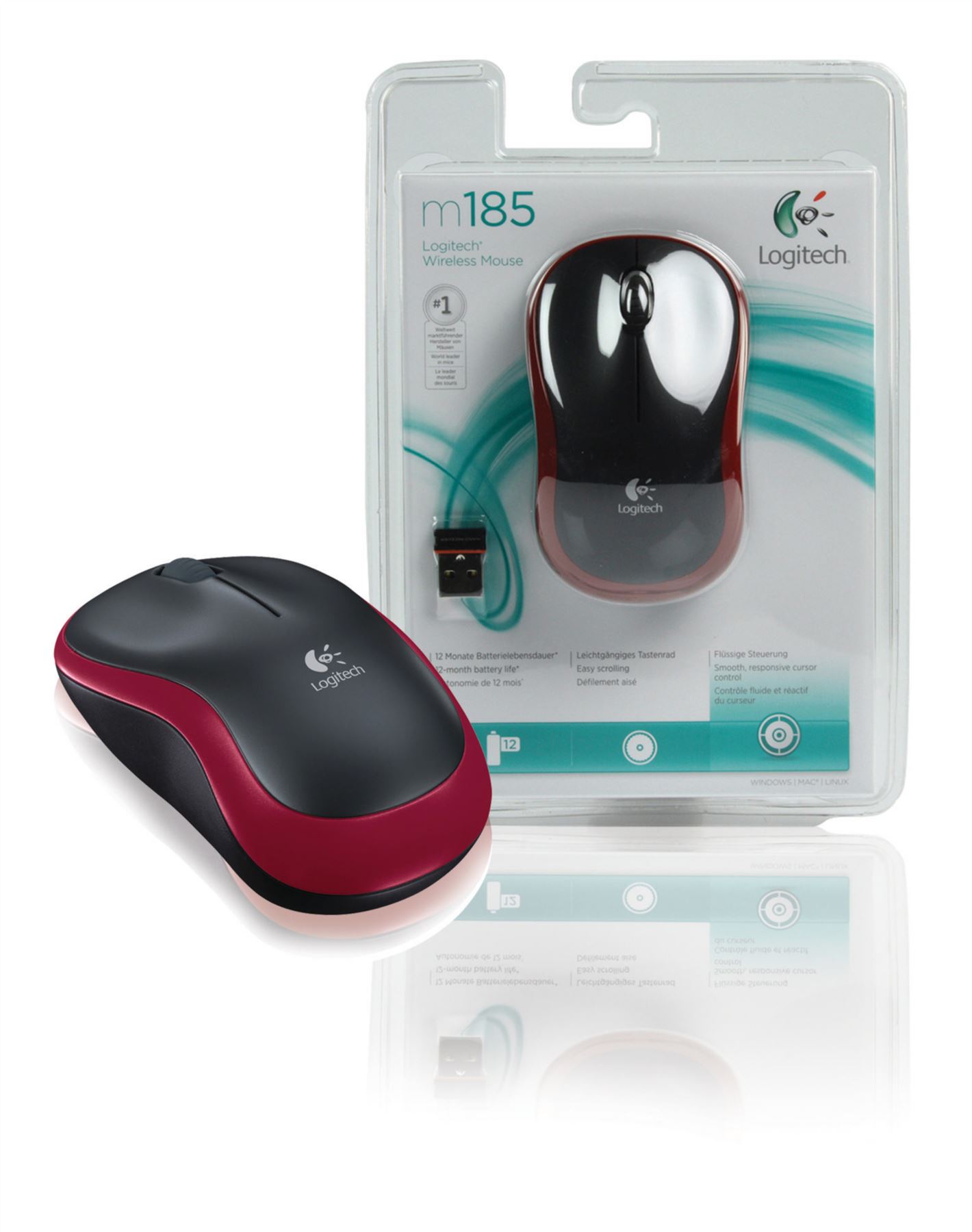 LOGITECH WIRELESS MOUSE M185 RED