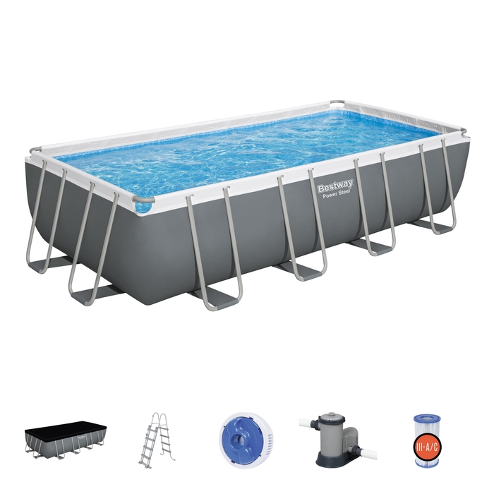 BESTWAY 56465 POWER STEEL RECTANGULAR FRAME POOL SET 549CM X 274CM X 122CM