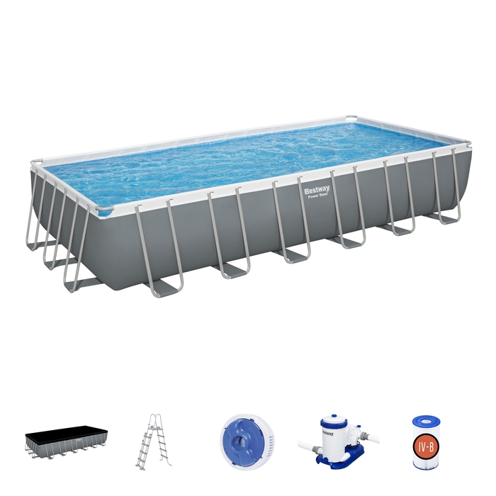 BESTWAY 56474 POWER STEEL RECTANGULAR FRAME POOL SET 732CM X 366CM X 132CM