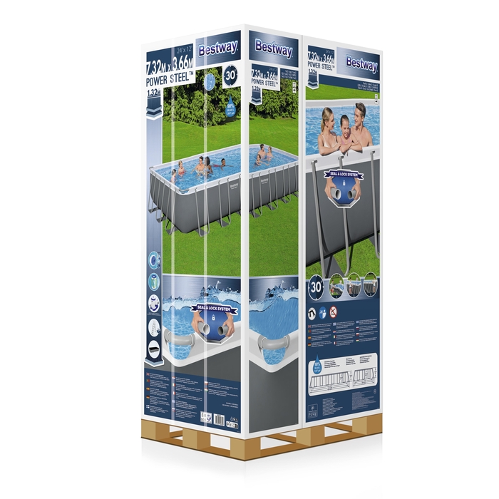 BESTWAY 56474 POWER STEEL RECTANGULAR FRAME POOL SET 732CM X 366CM X 132CM