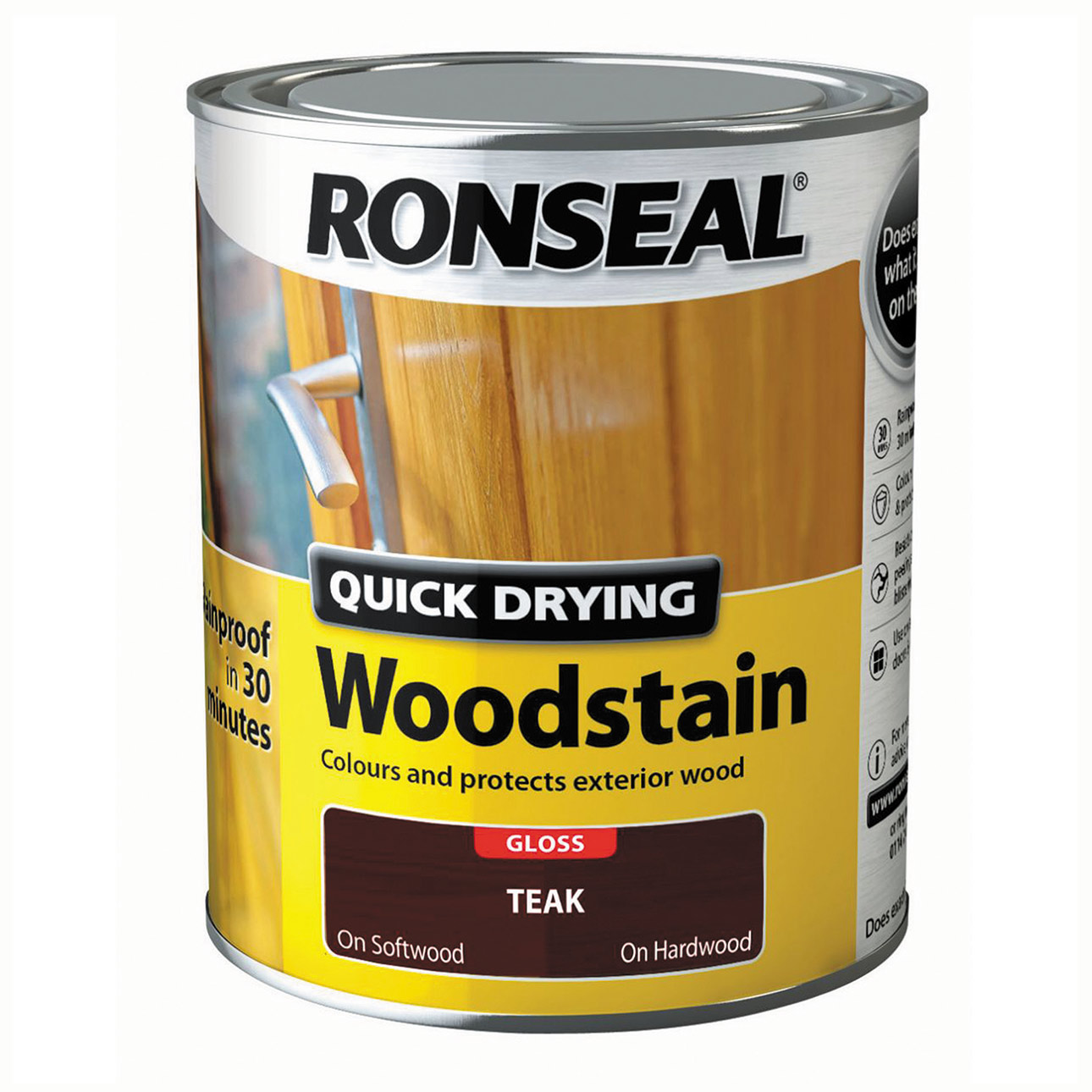 RONSEAL® ΥΔΑΤΟΔΙΑΛΥΤΟ ΒΕΡΝΙΚΙ ΕΜΠΟΤΙΣΜΟΥ ΓΡΗΓΟΡΟ ΣΤΕΓΝΩΜΕΝΑ ΓΥΑΛΙΣΤΙΚΟ ΤΙΚ WOODSTAIN 0.75L