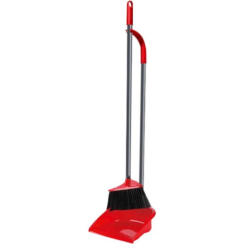 VILEDA LONGHANDLE DUSTPAN WITH BRUSH