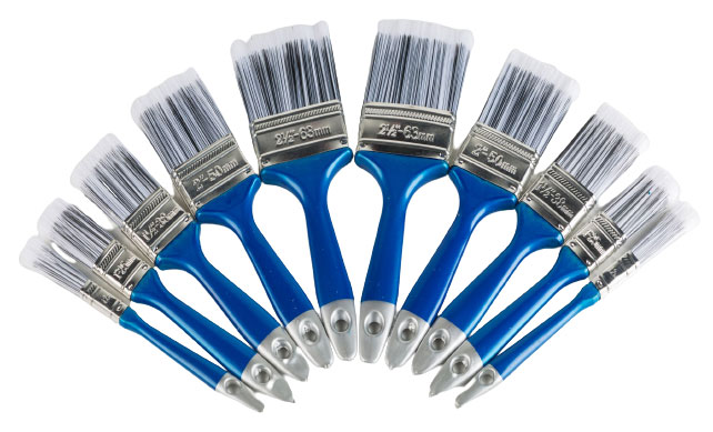 BRUSH SET 10 PC PLASTIC HANDLE