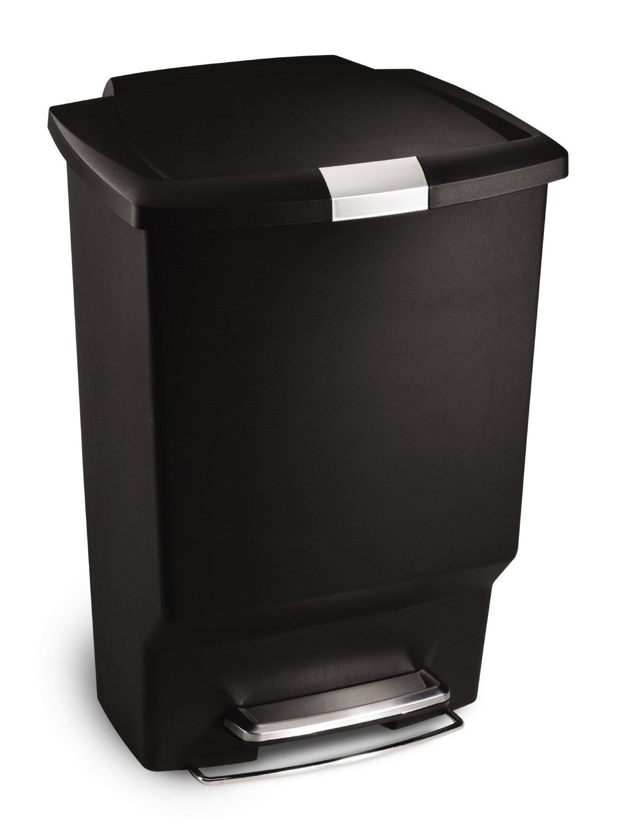 SIMPLEHUMAN RECTANGULAR PLASTIC PEDAL BIN BLACK 45L