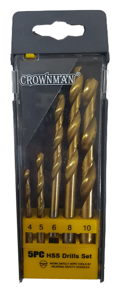 CROWNMAN 5PCS SET HSS DRILLS 