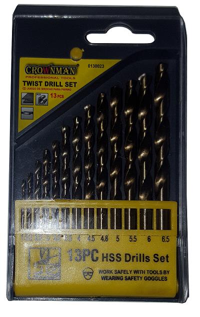 CROWNMAN 13PCS SET HSS DRILLS 