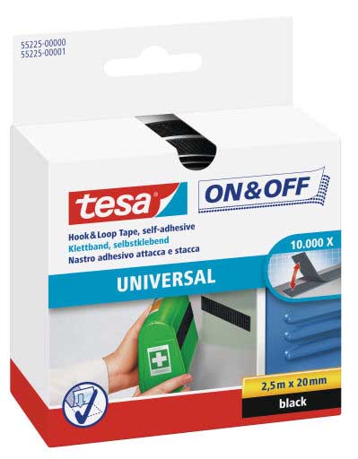 TESA ON&OFF VELCRO ΤΑΙΝΙA 2.5mx20mm ΜΑΥΡΗ