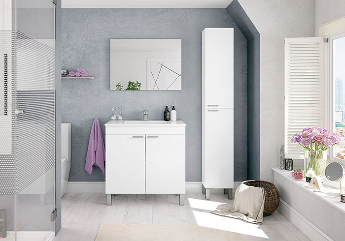 FORES 305480BO CABINET+MIRROR+SINK WHITE