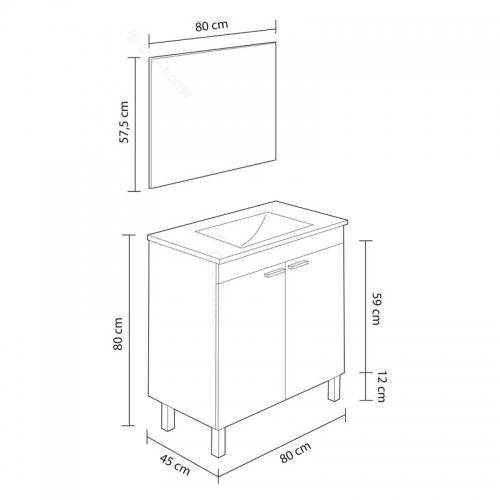 FORES 305480BO CABINET+MIRROR+SINK WHITE