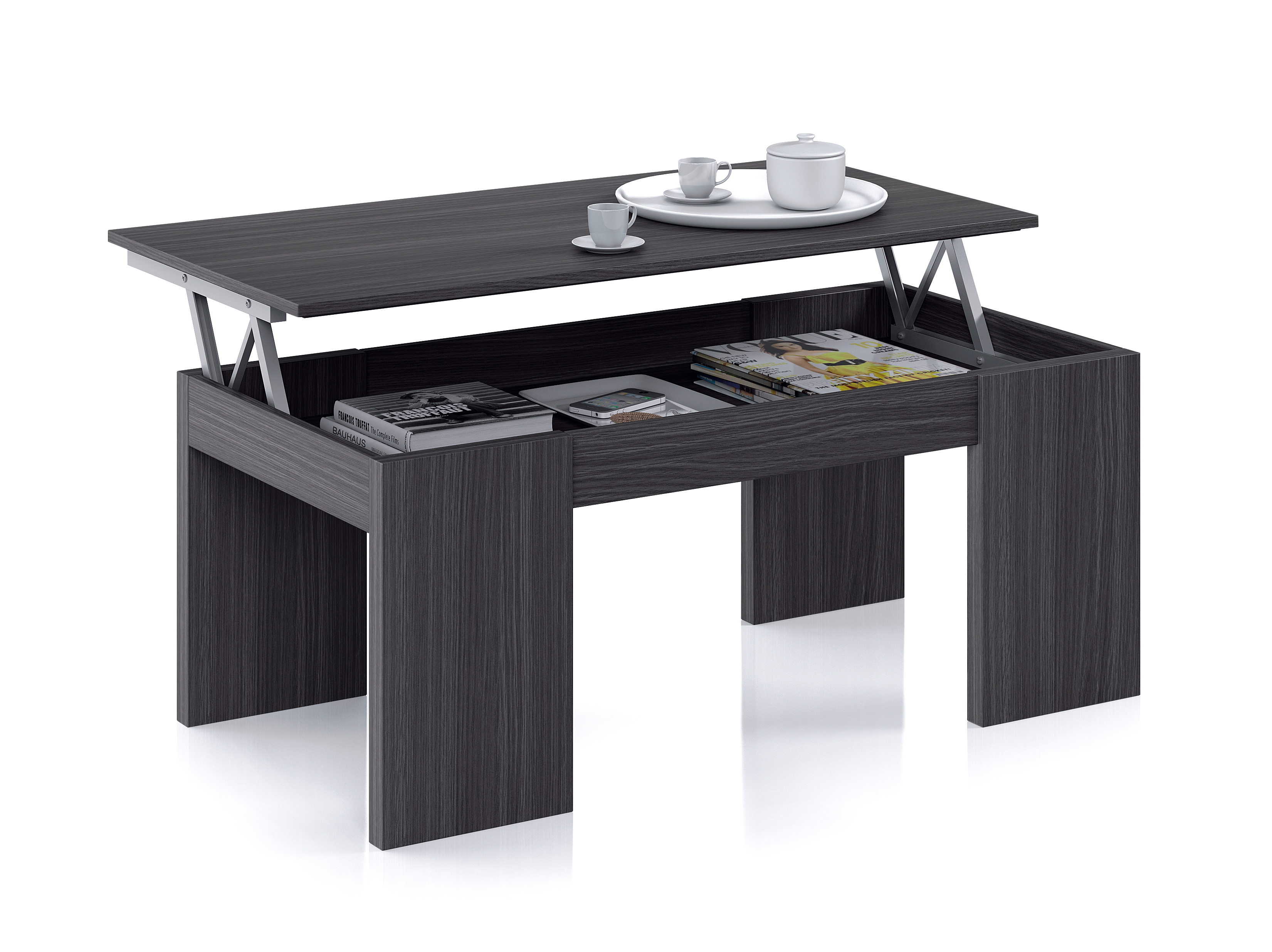 FORES 001637G COFFEE TABLE LIFT-UP GREY 43CM X 100CM X 50CM