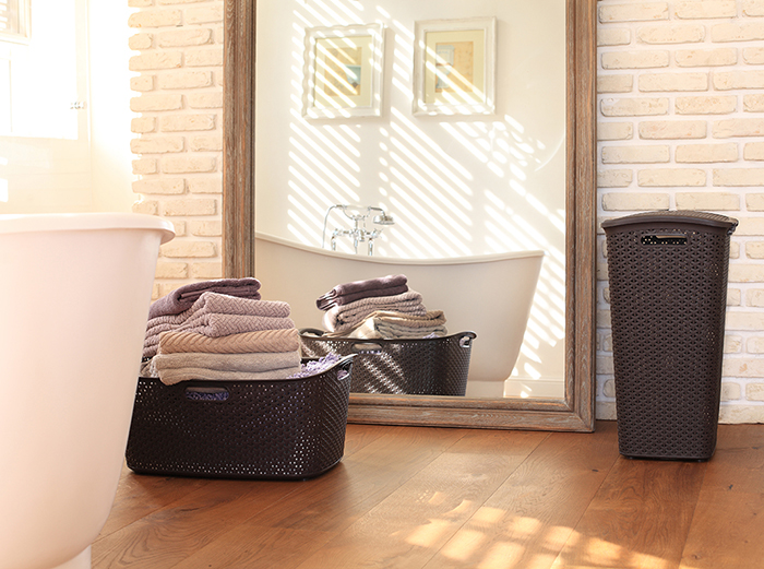 CURVER BROWN LAUNDRY BASKET 55LTR