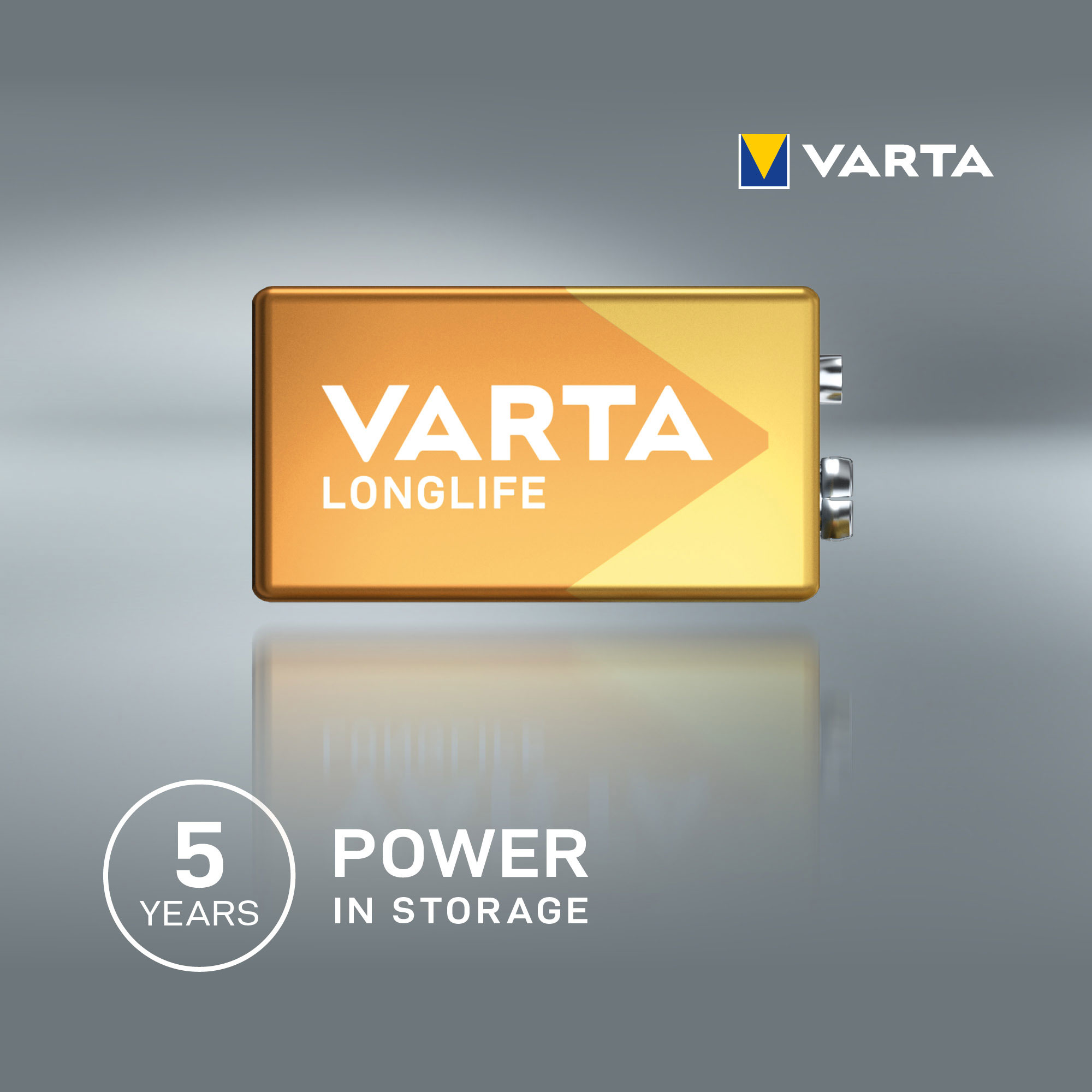 VARTA LONGLIFE ALKALINE BATTERY 9V, E-BLOCK, 6LP3146