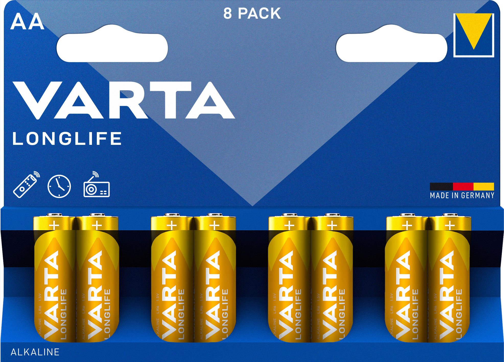 VARTA LONGLIFE ALKALINE BATTERIES AA, MIGNON LR6, 1,5V,  8-PACK