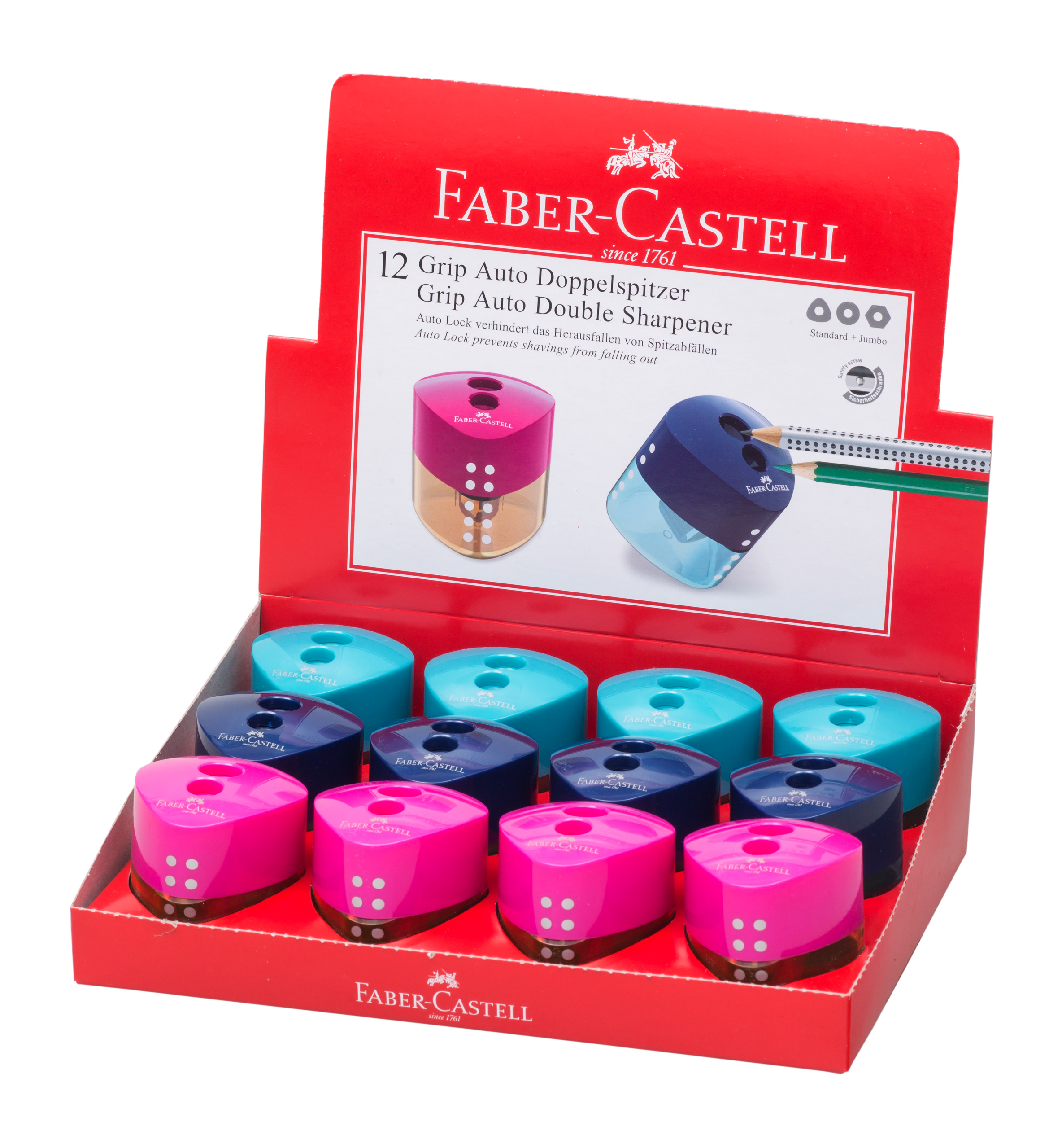 FABER CASTELL 183102 ΔΙΠΛΗ ΞΥΣΤΡΑ GRIP ΠΑΣΤΕΛ ΧΡΩΜΑΤΑ