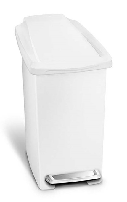 SIMPLEHUMAN SLIM PLASTIC BIN 10L WHITE 