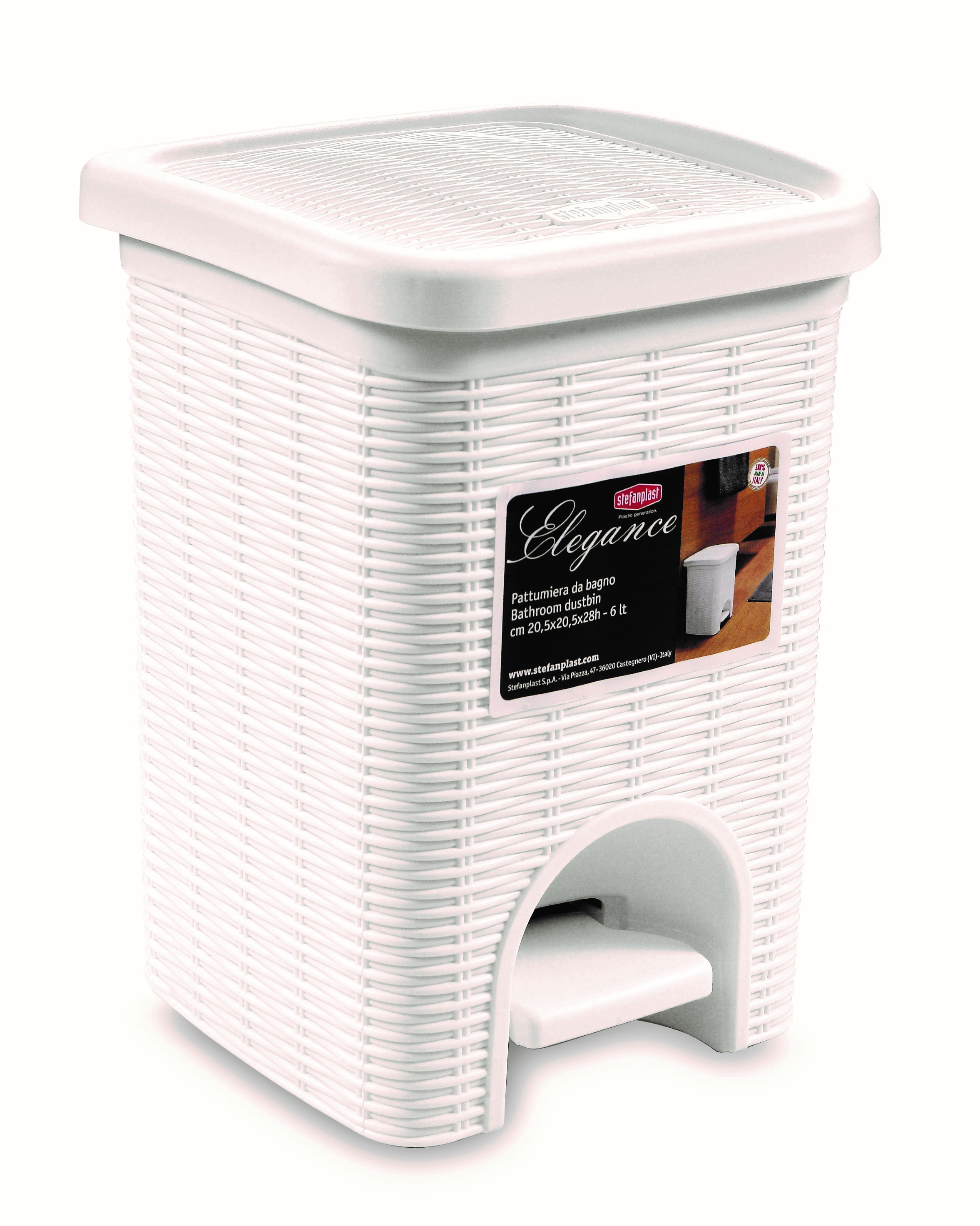 STEFANPLAST ELEGANCE BATHROOM DUSTBIN 6LT WHITE