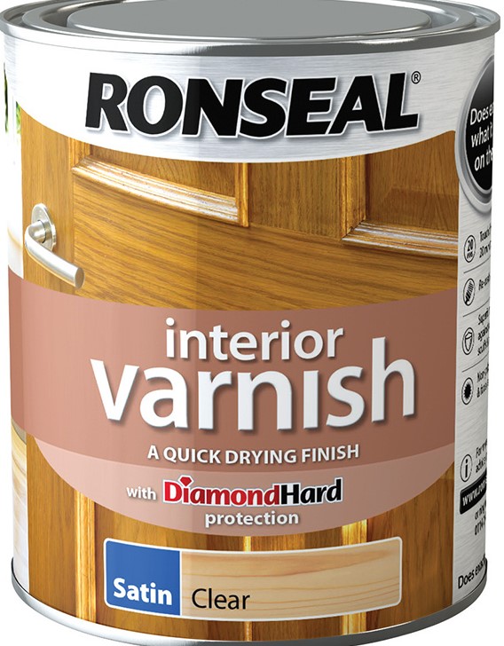 RONSEAL® INTERIOR VARNISH QUICK DRYING DIAMOND HARD - SATIN CLEAR 0.75L